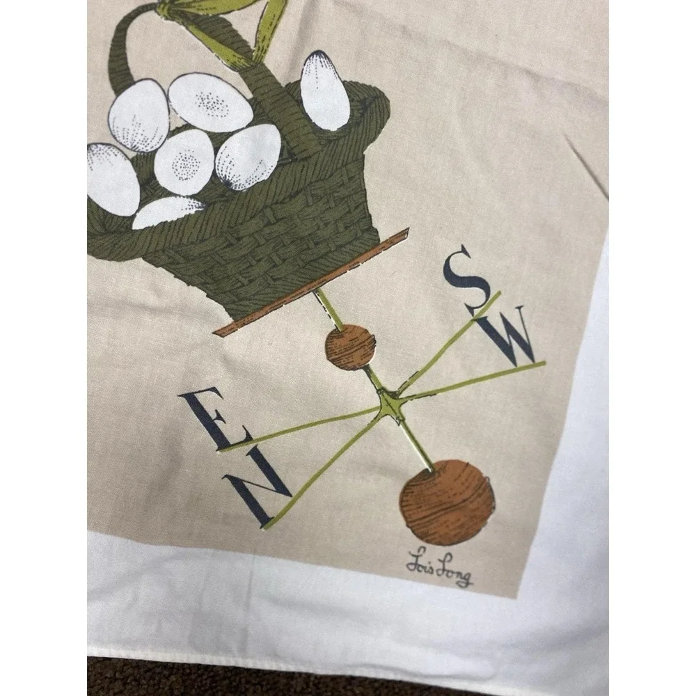 Vintage MCM Lois Long Linen Tablecloth 64